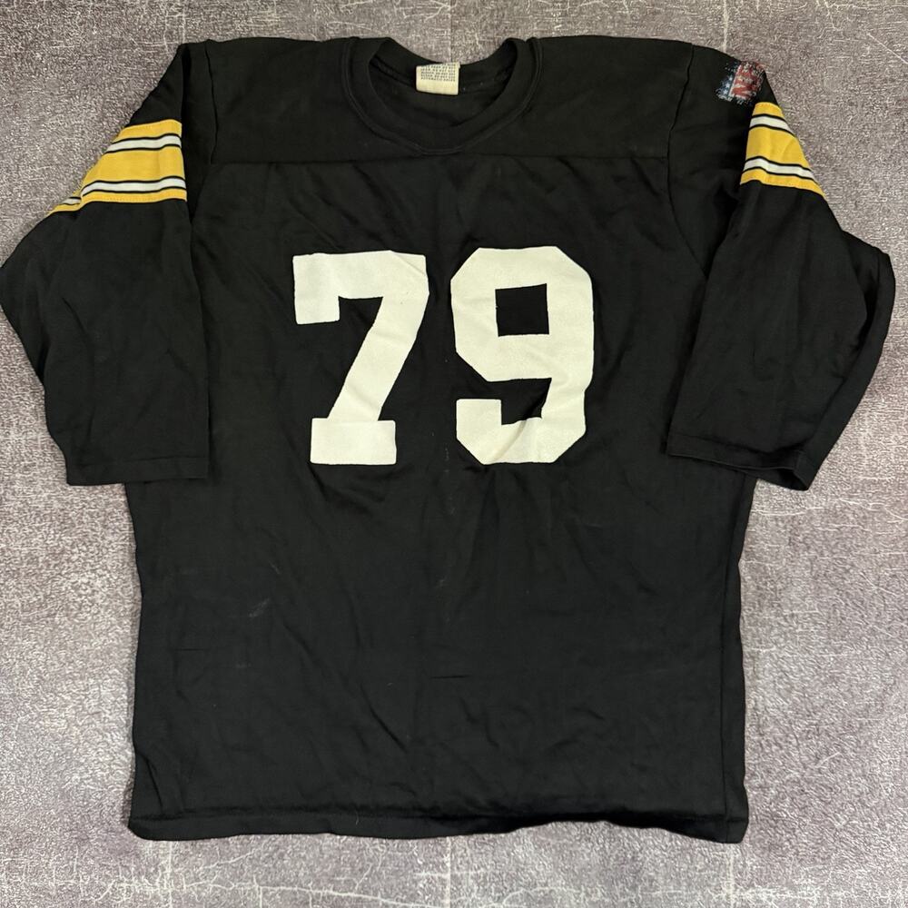 Men's Vintage 70's Rawlings Pittsburgh Steelers Larry Brown Black Jersey Sz L 44